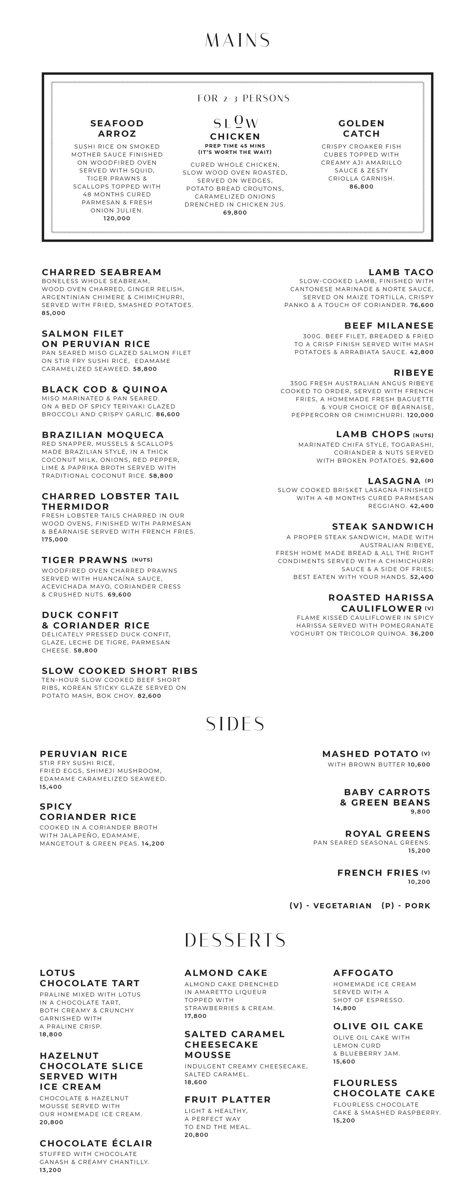 Slow Food Menu